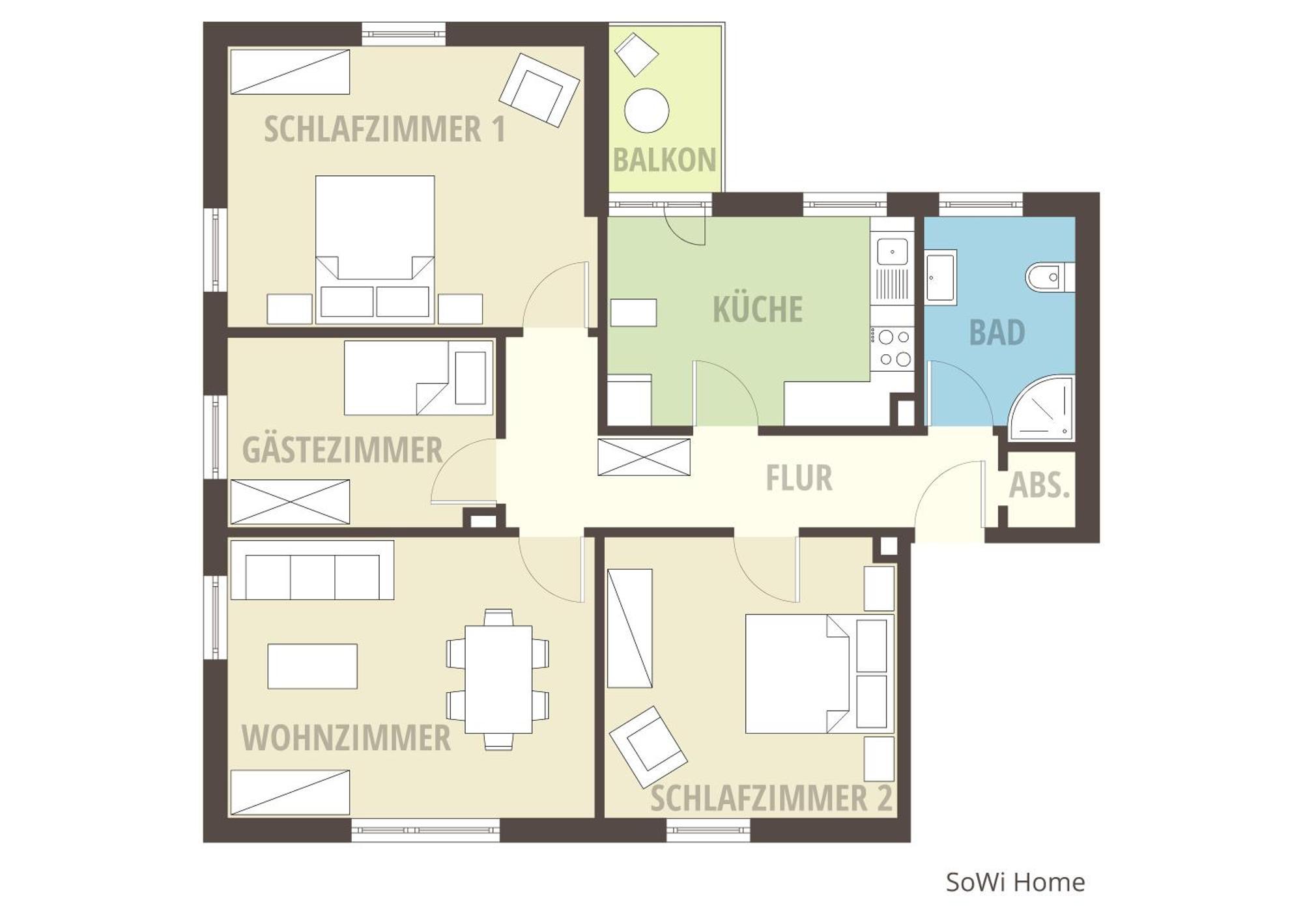 Sowi - Gartenblick & Parkplatz, Kueche Apartment